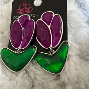 Paparazzi Purple and Green Floral Earrings